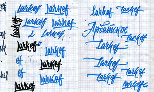 Montage of Larkef's logo sketches
