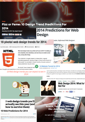 Montage of webdesign trends graphics