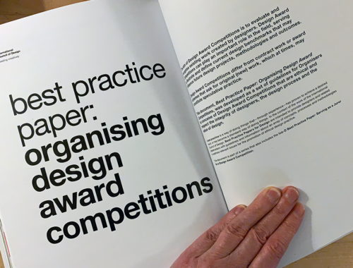 opening spread of best practice paper on organising design award competitions