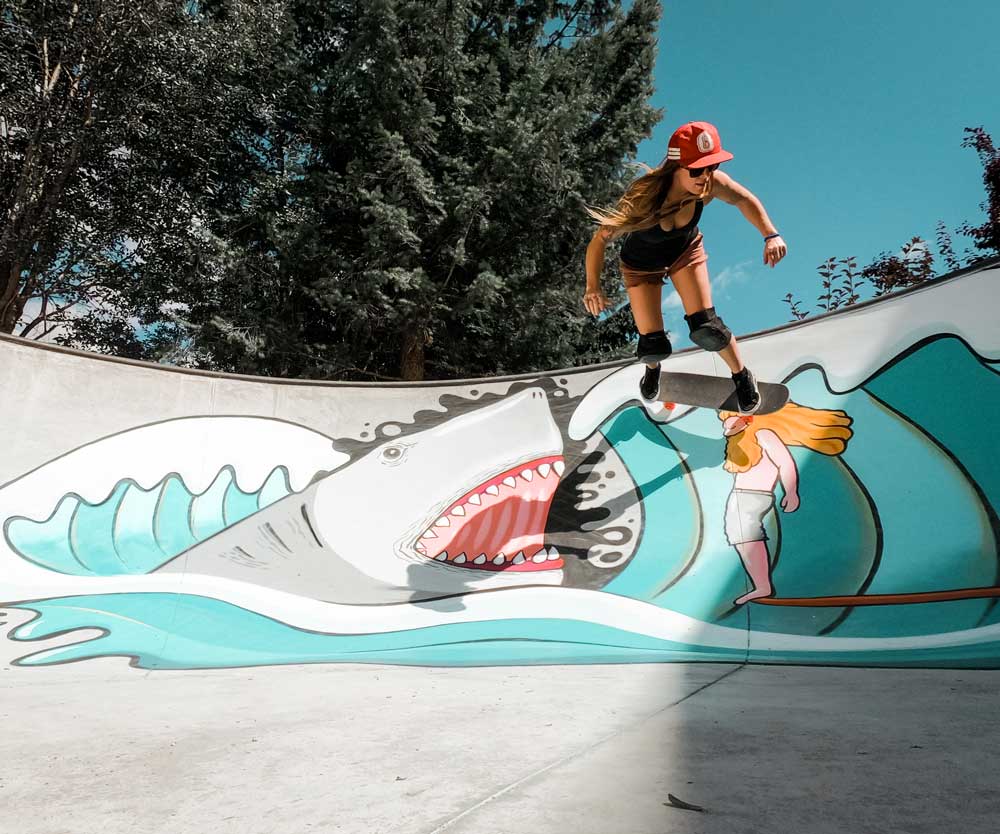 Bambi Claudia mural in a skatepark