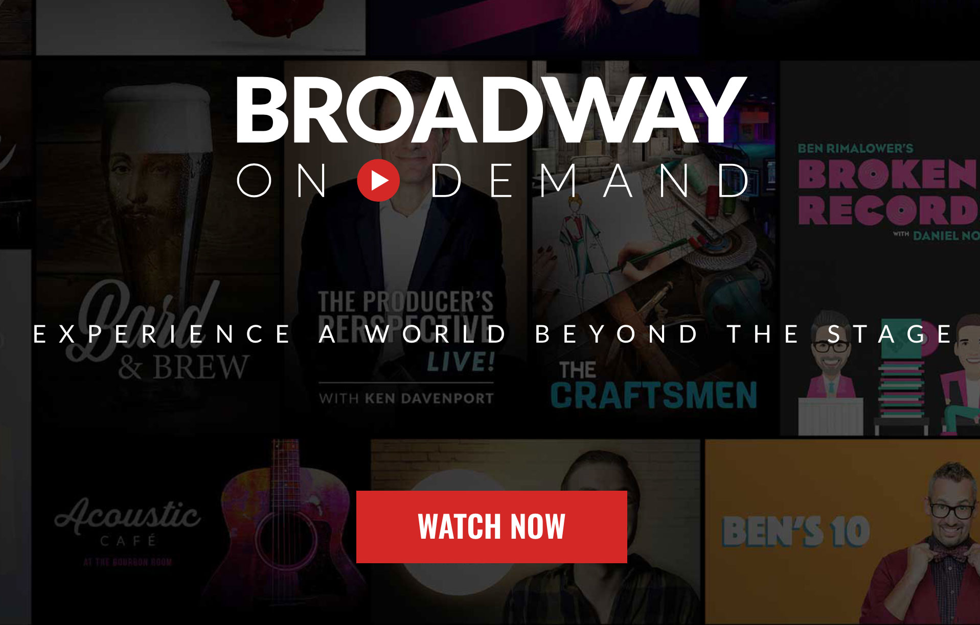 screenshot of broadway on demand logo and landing page