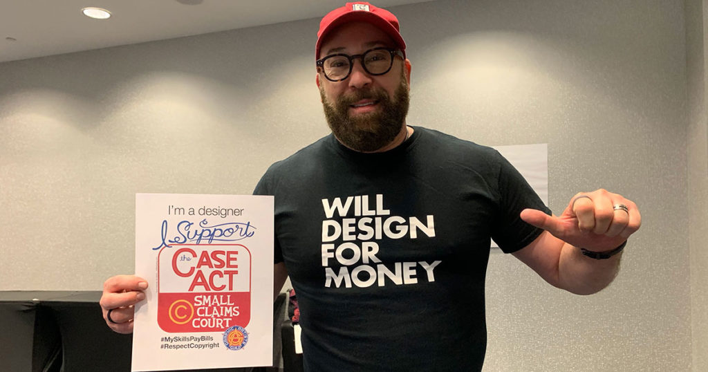 Photo of a designer supporting the CASE Act