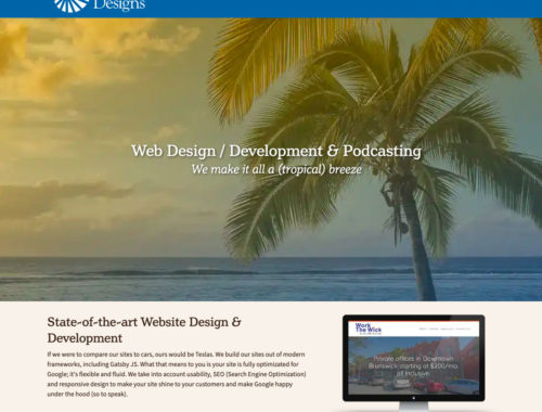 Screenshot showing the website design