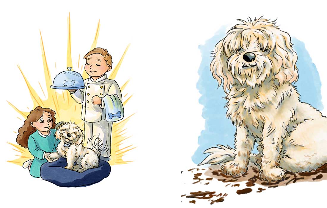two spot illustrations for Mookie and Rona by Liz DiFiore