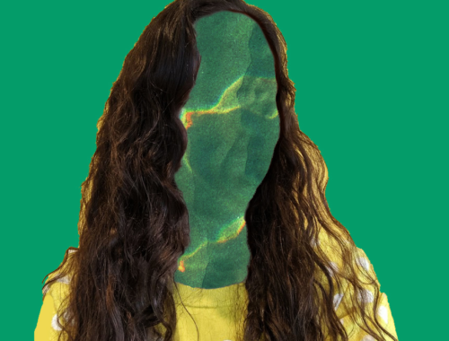 photo montage of Sue Jenkins with green background obscuring her face