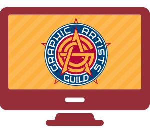 icon showing a monitor displaying the Guild logo