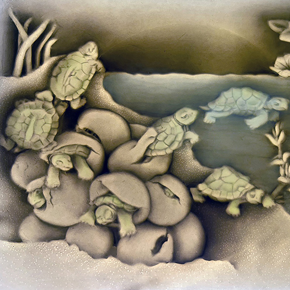 Turtle Landscape Lithophane from All About Eggs book
