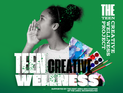 banner image for the Teen Creative Wellness Project, showing a silhouetted image of a girl calling