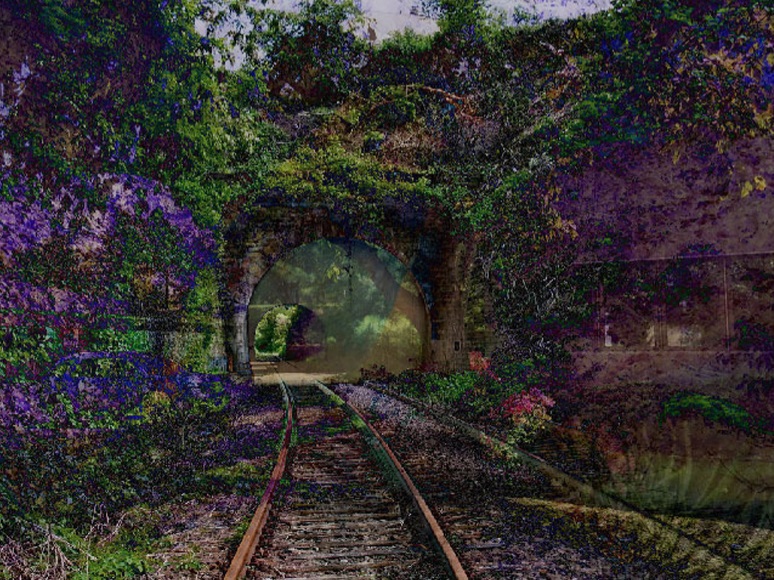 AI created image of rail tracks and vines