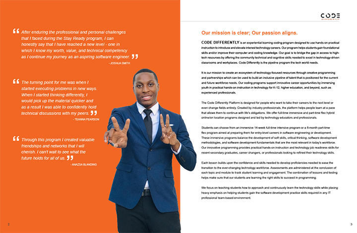 spread of Code DIfferently publication with silhouette